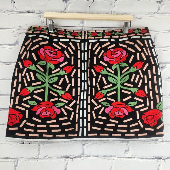 Herencia Collection Skirt Women Plus size 2X Embroidered Sin Mexican Floral Rose - Picture 2 of 11